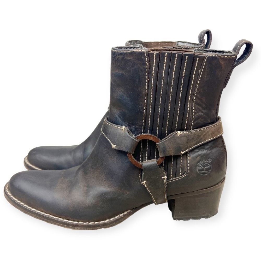TIMBERLAND Leather Comformia Chelsea Harness Ankle Boot Brown 7
